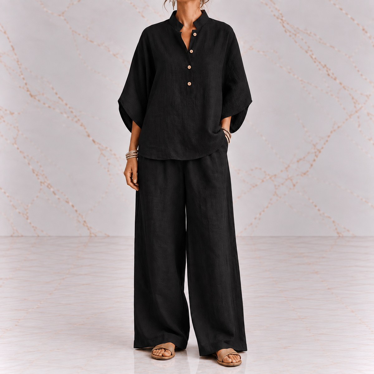 Maribel | Batwing Sleeves and Wide-Leg Pants