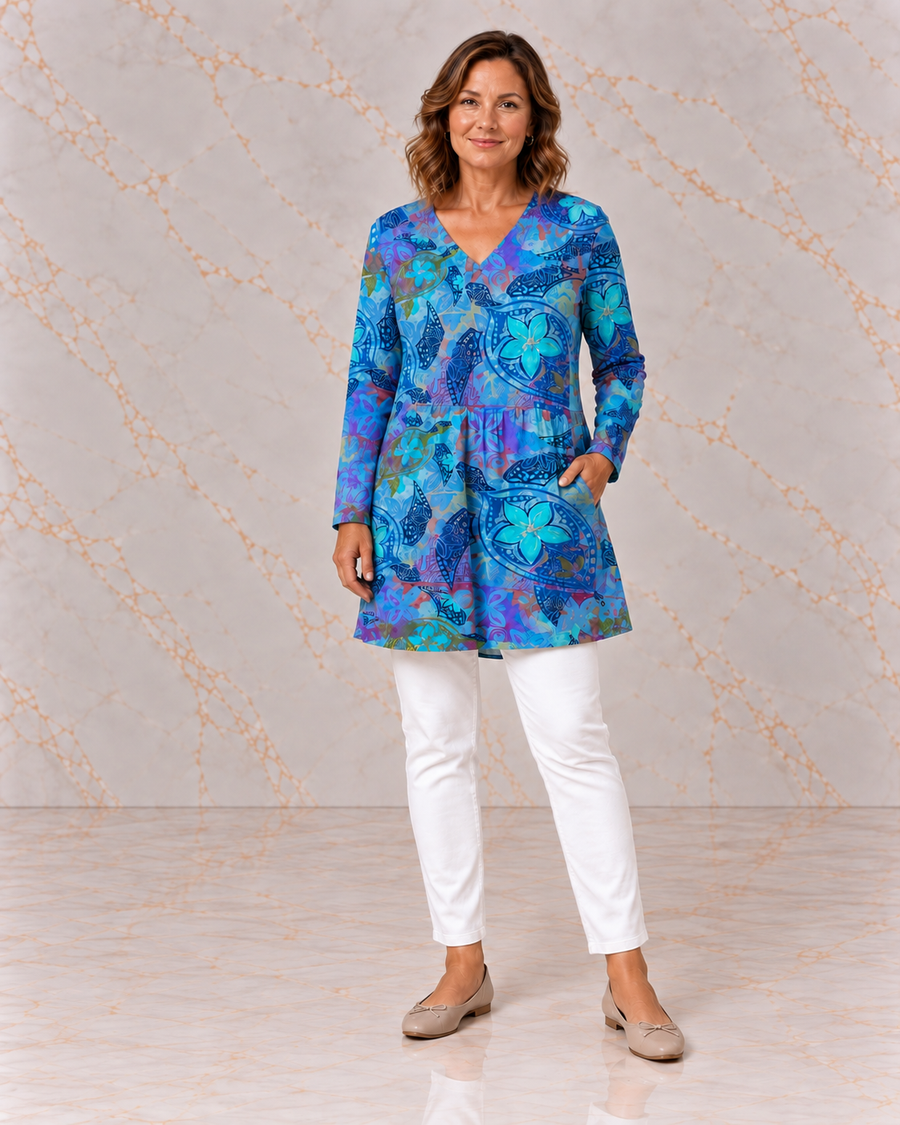 April | Long Blouse with V-Neck