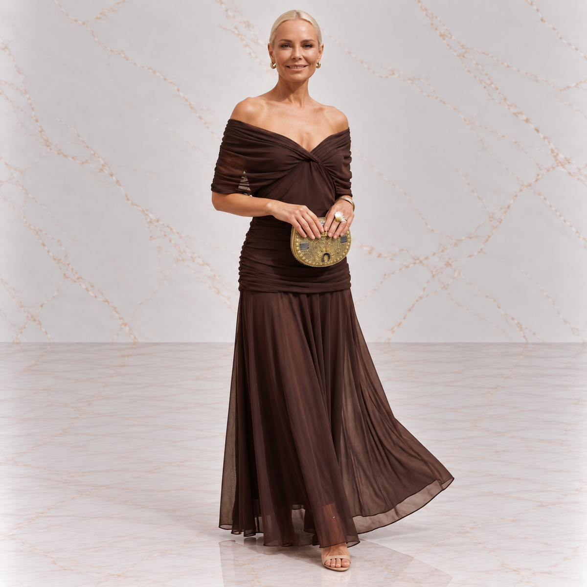 Mikaela | Tummy Flattering Off Shoulder Maxi Dress