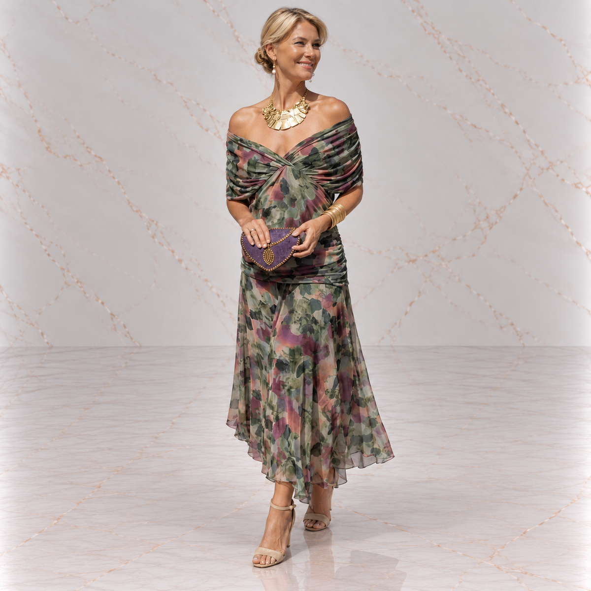 Mikaela | Tummy Flattering Off Shoulder Maxi Dress