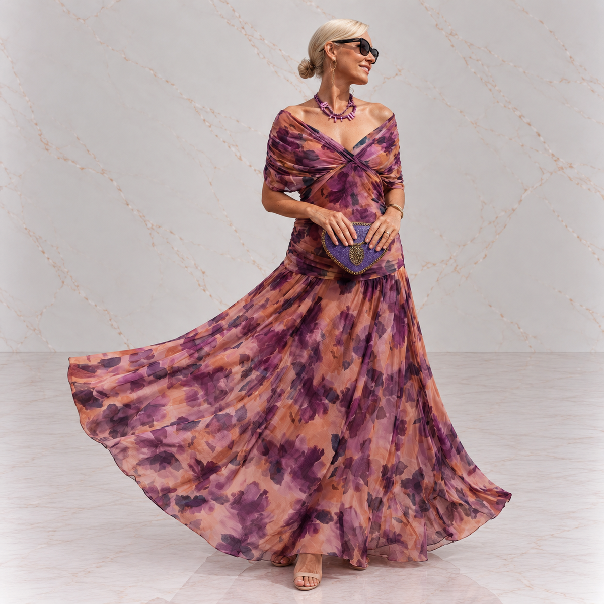 Mikaela | Tummy Flattering Off Shoulder Maxi Dress