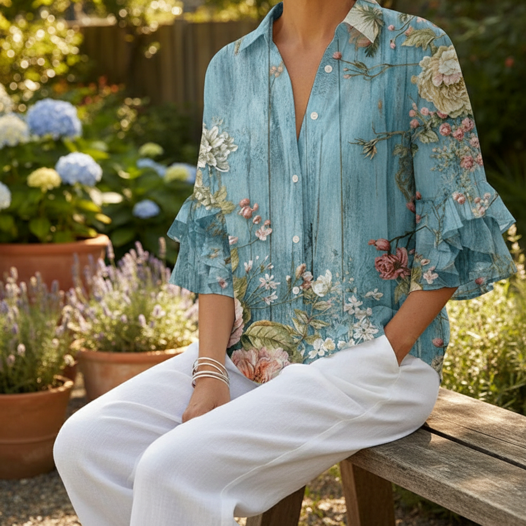 Roselle™ - Floral Print Vintage Blouse