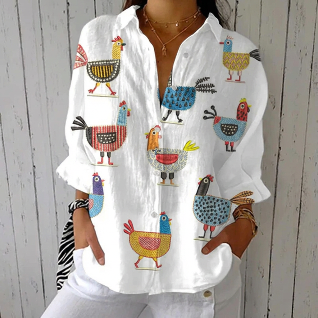 Ingrid™ | Playful Hen Blouse