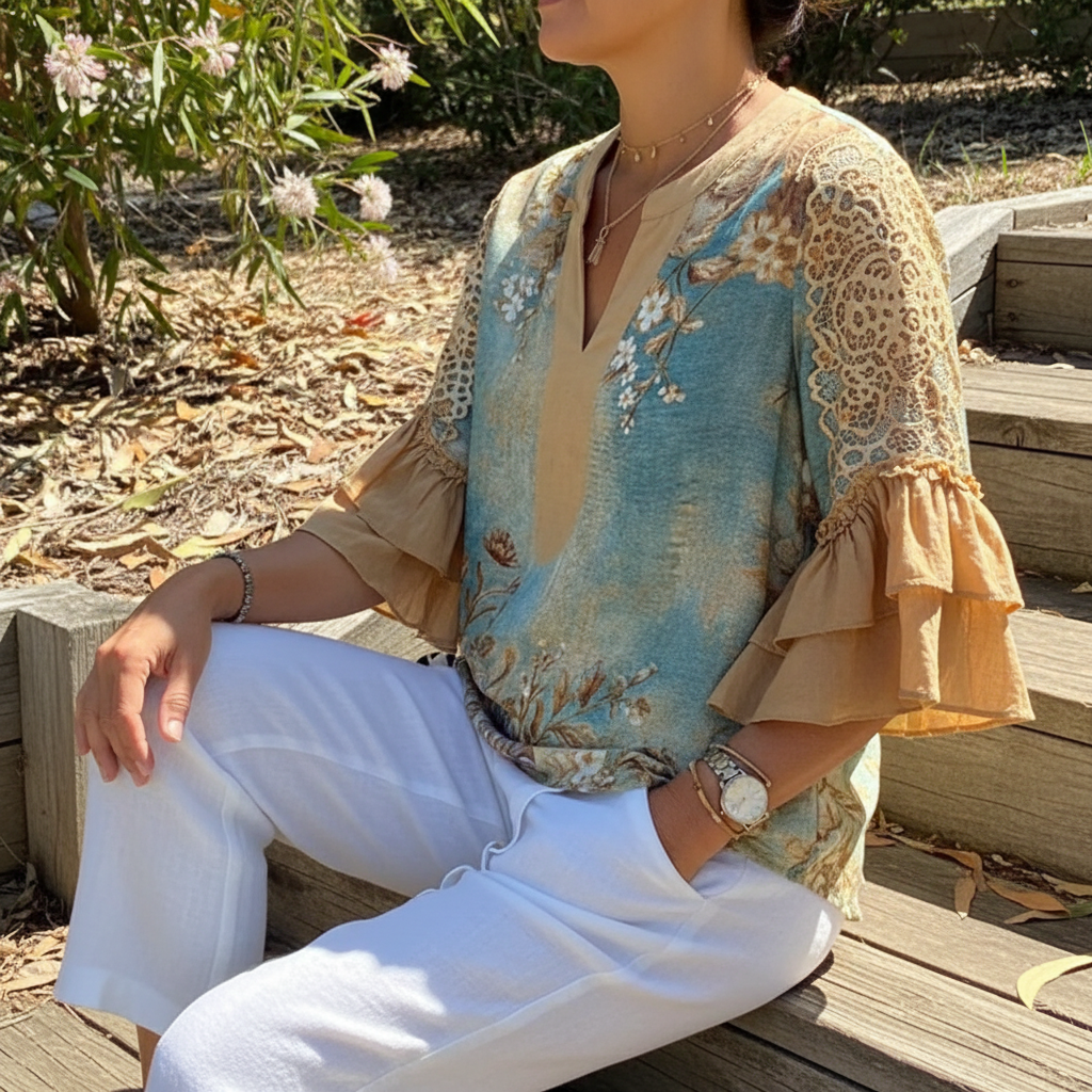 Zaria™ - Vintage Blouse With Floral Print